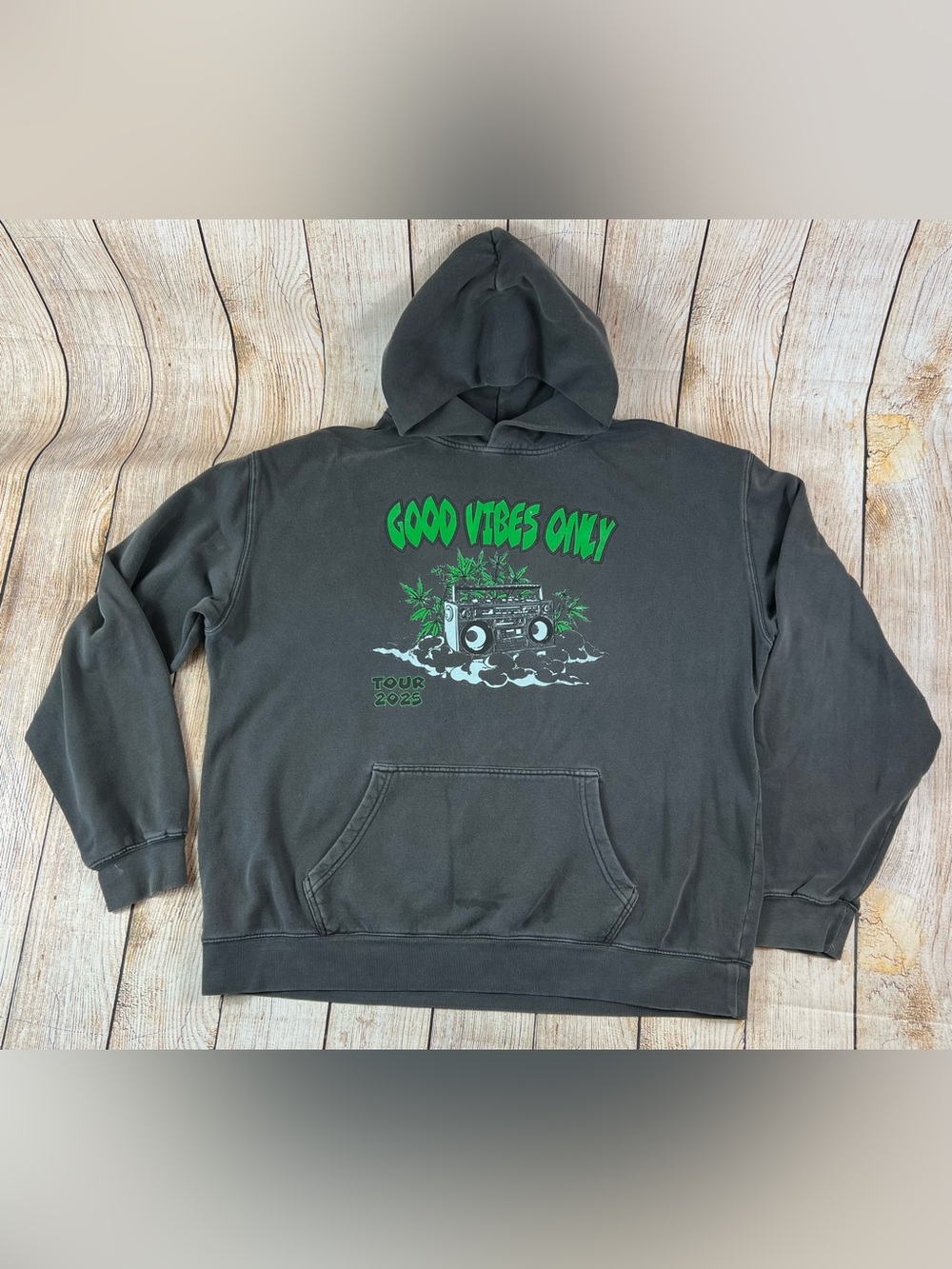 Wiz Khalifa Good Vibes Only Tour 2025 Grey Hoodie Sweatshirt Size XL